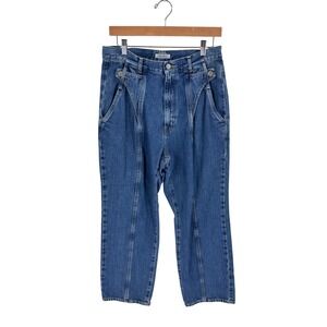 Deep Blue Seam Front Tapered Jeans Large High Rise Japanese Denim 100% Cotton